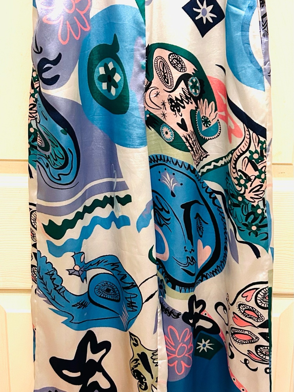 Source Unknown Blue Multi Print Wide-Leg Jumpsuit